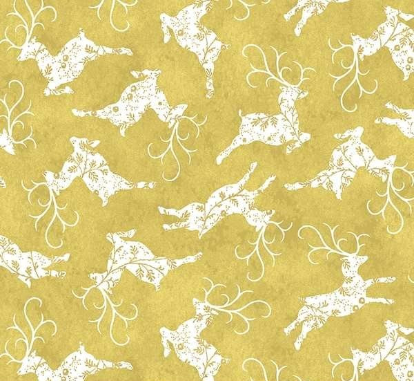 Frosted Forest Prancing Deer Golden Metallic