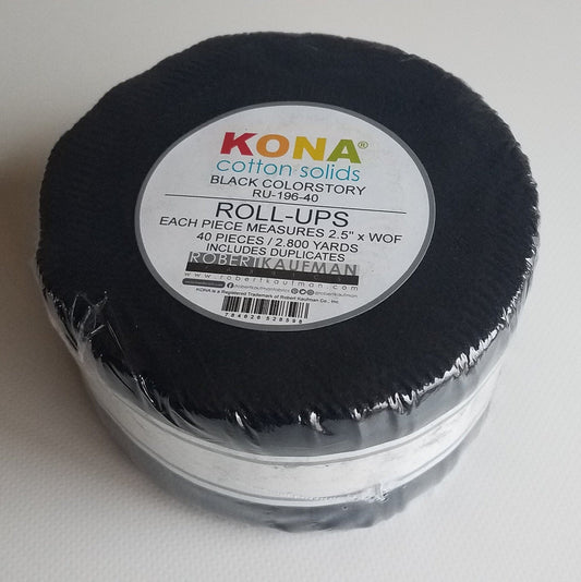 Kona Cotton Solids Roll-Ups (Black)